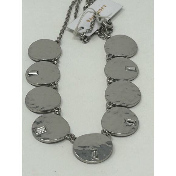 NWT Bancroft Silver Tone Disc Necklace with Clear Stones - Picture 4 of 8